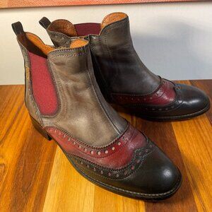 Unique Multi-color Pikolinos "Spats" Boots with Brogue Pattern